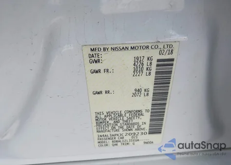 2018 Nissan Altima 2.5 Sv из США, поврежденный, VIN 1N4AL3APXJC209230